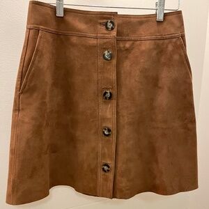 Leather Suede Button Up Skirt by Massimo Dutti